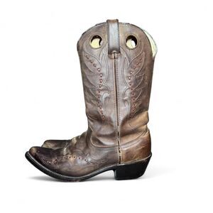 Durango Brown Leather Western Cowboy Boots Men’s 7.5 D Pull On Snip Toe